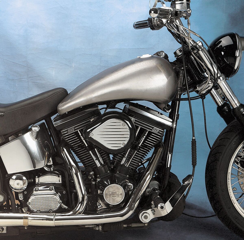 Drag Specialties 2" Extended Two-Piece Flat-Side Gas Tank Set Fuel Tank Raw Silver Extended 2" Flatside
