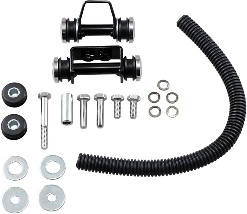 Drag Specialties Custom Mounting Kit for Flatside Tanks Black Silver Fuel Tank Rubber - 345270-HC4