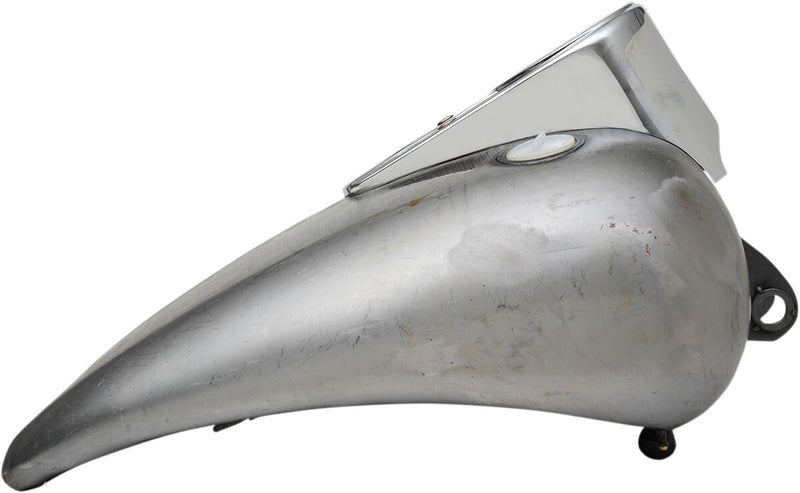Drag Specialties Extended Dash-Style Rubber-Mount Quickbob® Tank Kit Fuel Tank Raw Silver Extended 2" Rubber Mount Steel - 11605-BX46