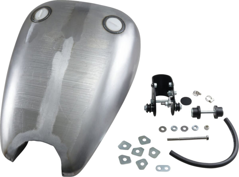 Drag Specialties Extended Smooth-Top QuickBob™ Rubber-Mount Gas Tank Raw Silver Smooth Top QuickBob® Steel