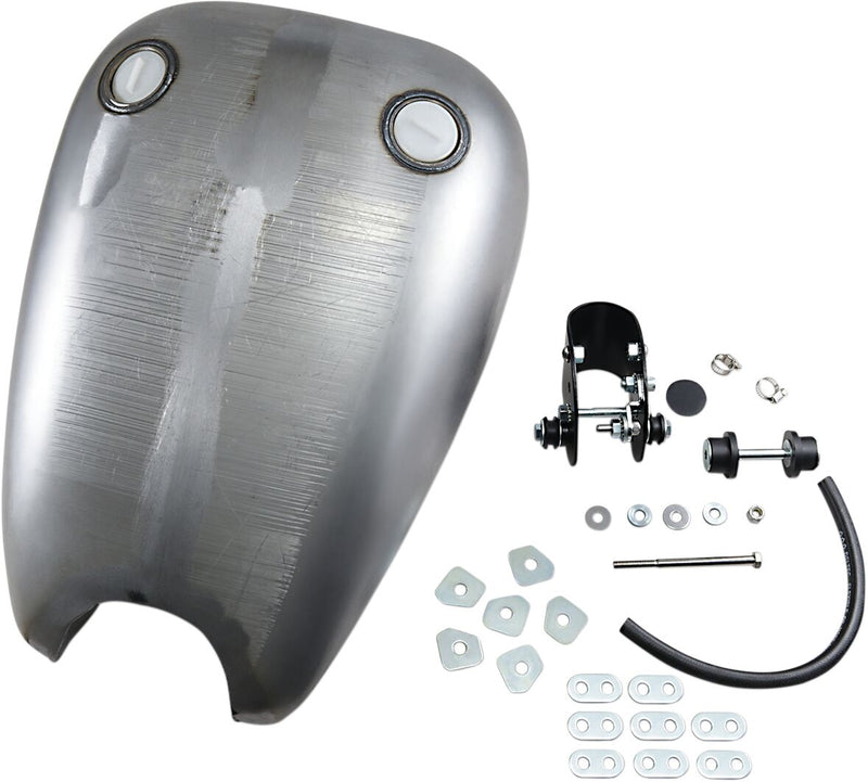 Drag Specialties Extended Smooth-Top QuickBob™ Rubber-Mount Gas Tank Raw Silver Smooth Top QuickBob® Steel - 11583-BX46