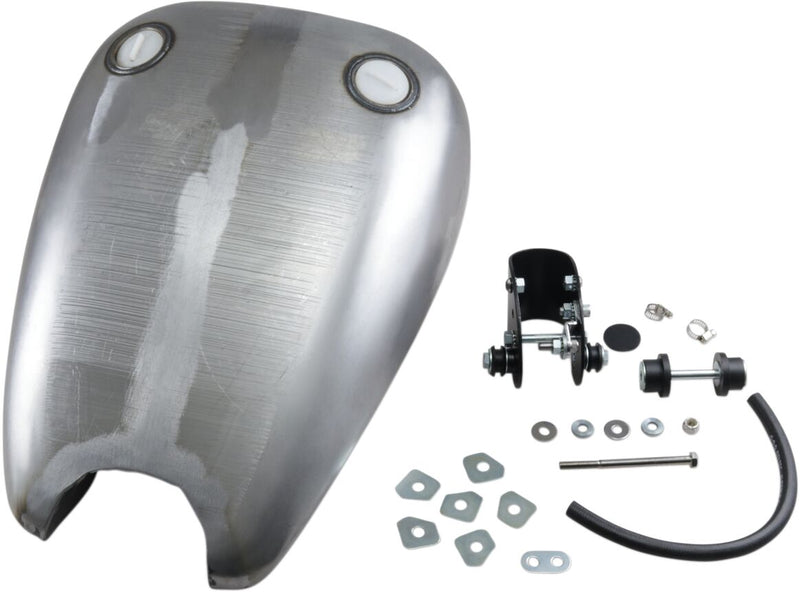 Drag Specialties Extended Smooth-Top QuickBob™ Rubber-Mount Gas Tank Raw Silver Smooth Top QuickBob® Steel - 11583-BX46