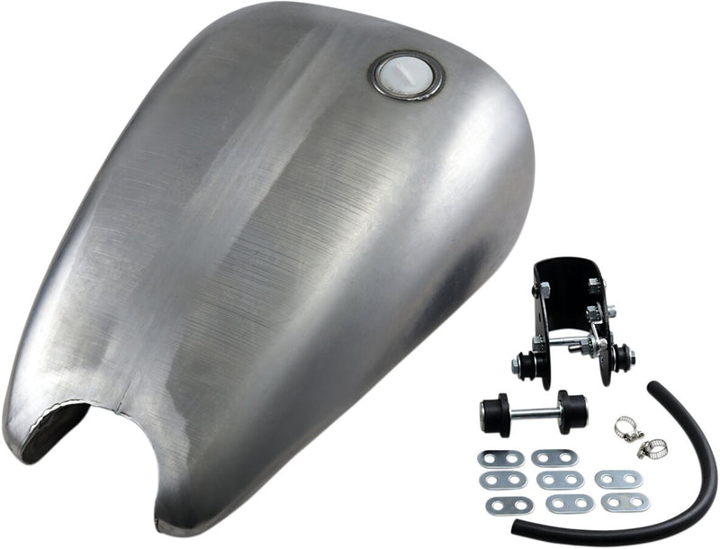 Drag Specialties Extended Smooth-Top QuickBob™ Rubber-Mount Gas Tank Raw Silver Smooth Top QuickBob® Steel - 11586-BX46