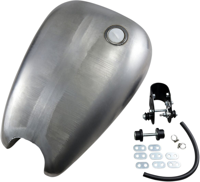 Drag Specialties Extended Smooth-Top QuickBob™ Rubber-Mount Gas Tank Raw Silver Smooth Top QuickBob® Steel - 11586-BX46