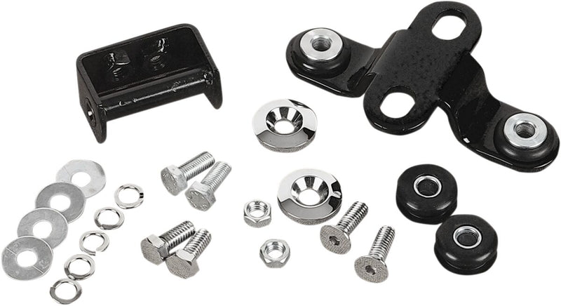 Drag Specialties Custom One-Piece Gas Tank Mounting Kit Black Chrome Silver Fuel Tank Aluminium Rubber
