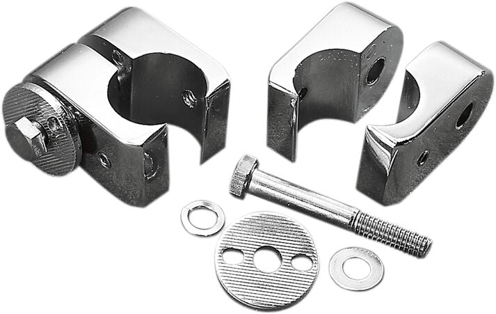 Drag Specialties Chrome Universal Accessory Mounts Clamp Polished Silver Steel Pair - 720218-SC2