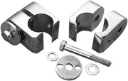 Drag Specialties Chrome Universal Accessory Mounts Clamp Polished Silver Steel Pair