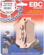 EBC Long-Life Sintered "R" Brake Pads FA-R Series Front Rear Sintered Metal Bronze Set of 2
