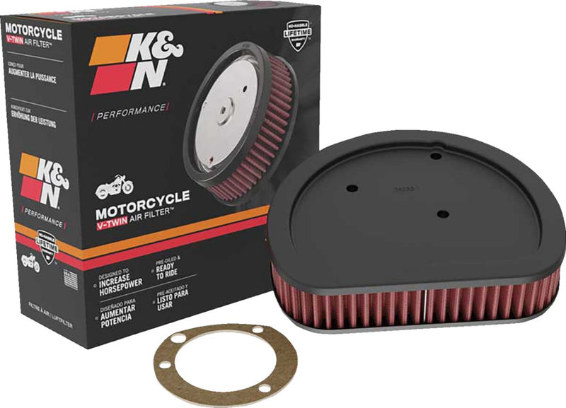 K & N Replacement High-Flow Air Filter for 1999-2017 Harley-Davidson Black Red Each