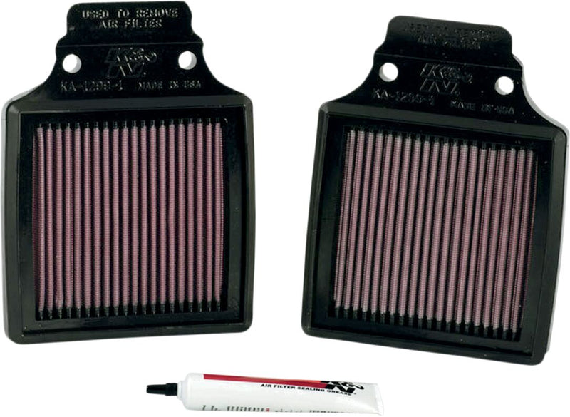 K & N OE Replacement High-Flow Air Filter for 2000-2006 KAWASAKI ZX-12 R Black Red Pair