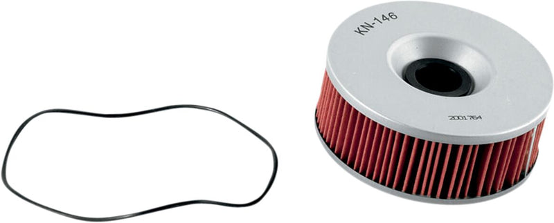 K & N Performance Oil Filter for 1977-1995, 2006-2010 YAMAHA Red Silver Standard Cartridge
