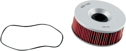 K & N Performance Oil Filter for 1977-1995, 2006-2010 YAMAHA Red Silver Standard Cartridge