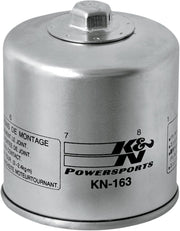 K & N Performance Oil Filter for 1982-2009 BMW Wrench-Off Chrome Silver Premium Spin-On