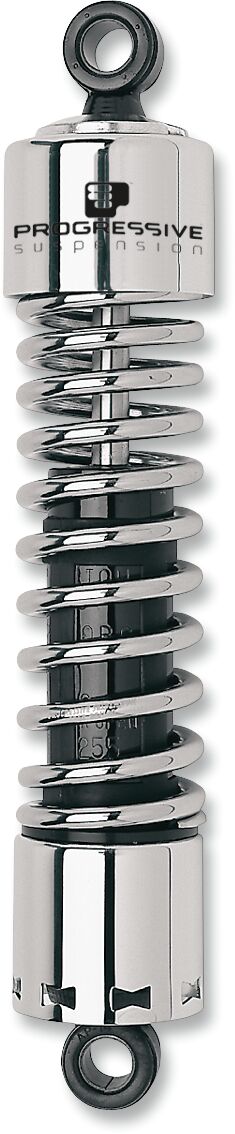 Progressive Suspension 412 Series Shocks 412 Series without Covers Shock Absorber Black Chrome Rear Coilover Monotube Steel Pair - 412-4044C