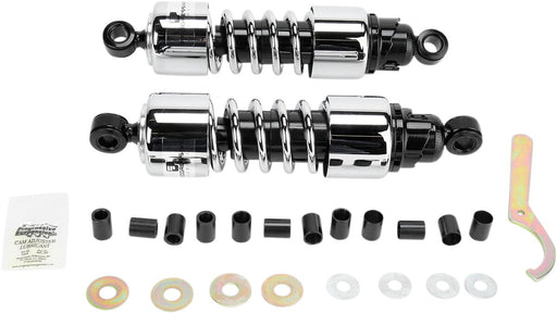 Progressive Suspension 412 Series Cruiser Shocks 412 Cruiser Series Shock Absorber Black Chrome Rear Coilover Monotube Steel Pair