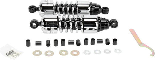 Progressive Suspension 412 Series Cruiser Shocks 412 Cruiser Series Shock Absorber Black Chrome Rear Coilover Monotube Steel Pair