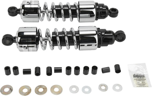 Progressive Suspension 412 Series Cruiser Shocks 412 Cruiser Series Shock Absorber Black Chrome Rear Coilover Monotube Steel Pair