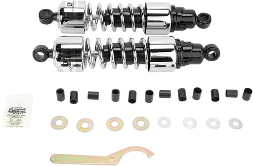 Progressive Suspension 412 Series Cruiser Shocks 412 Cruiser Series Shock Absorber Black Chrome Rear Coilover Monotube Steel Pair