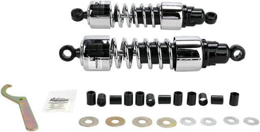 Progressive Suspension 412 Series Cruiser Shocks 412 Cruiser Series Shock Absorber Black Chrome Rear Coilover Monotube Steel Pair