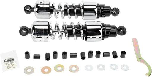 Progressive Suspension 412 Series Cruiser Shocks 412 Cruiser Series Shock Absorber Black Chrome Rear Coilover Monotube Steel Pair