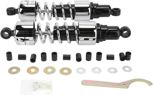Progressive Suspension 412 Series Cruiser Shocks 412 Cruiser Series Shock Absorber Black Chrome Rear Coilover Monotube Steel Pair