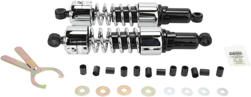 Progressive Suspension 412 Series Cruiser Shocks 412 Cruiser Series Shock Absorber Black Chrome Rear Coilover Monotube Steel Pair