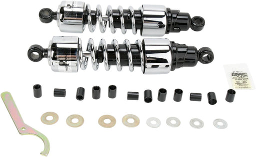 Progressive Suspension 412 Series Cruiser Shocks 412 Cruiser Series Shock Absorber Black Chrome Rear Coilover Monotube Steel Pair