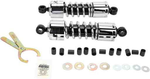 Progressive Suspension 412 Series Cruiser Shocks 412 Cruiser Series Shock Absorber Black Chrome Rear Coilover Monotube Steel Pair