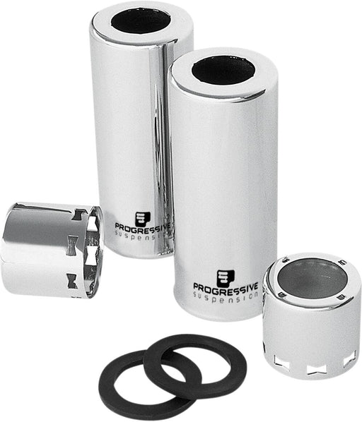 Progressive Suspension Chrome Shock Cover Kit Bottom Top Pair
