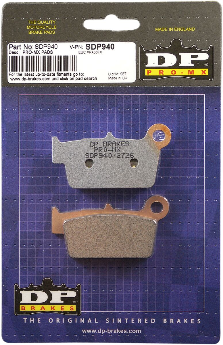 DP Brakes SDP Pro-MX Sintered Brake Pads Rear Sintered Metal Copper Alloy Set