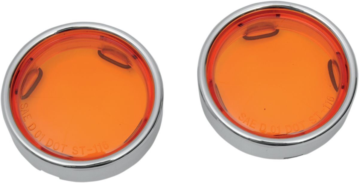 Drag Specialties Deuce-Style Turn Signal Deep-Dish Lens W/ Chrome Trim Ring Amber - Part #20200548 - Hogparts UK