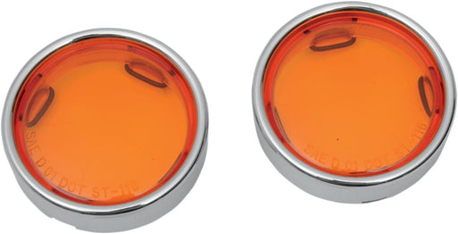Drag Specialties Deuce-Style Turn Signal Deep-Dish Lens W/ Chrome Trim Ring Amber - Part #20200548 - Hogparts UK