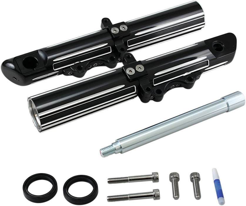 Arlen Ness Fork Legs Hot Legs Deep Cut Single Disk Black - Part #04110026