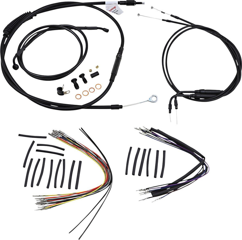 Burly Brand Complete Black Vinyl Handlebar Cable/Brake Line Kit for Ape Hanger Handlebars #B30-1009