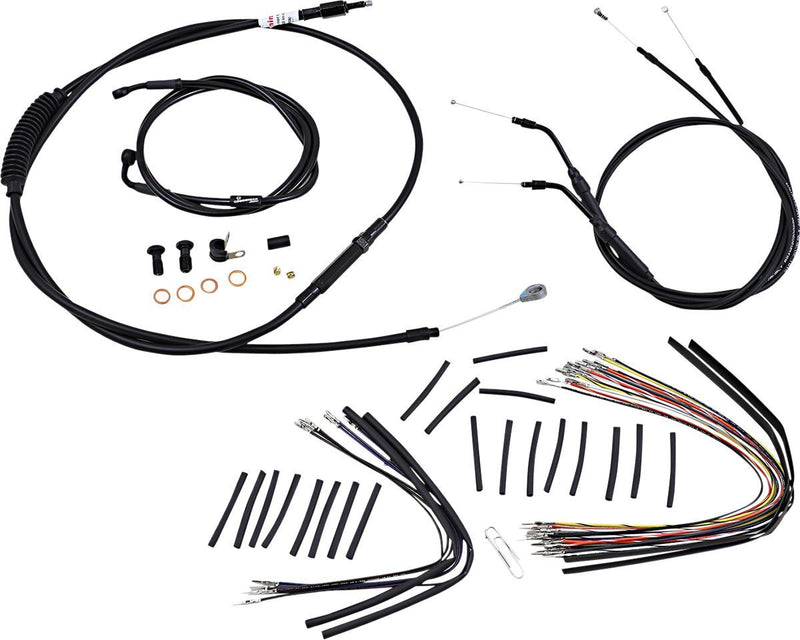 Burly Brand Complete Black Vinyl Handlebar Cable/Brake Line Kit for Ape Hanger Handlebars #B30-1046