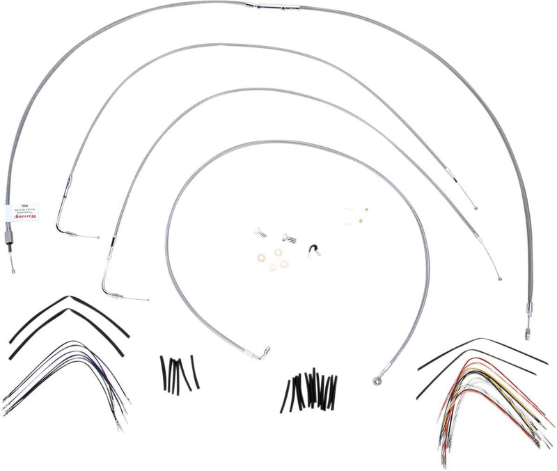 BURLY BRAND CABLE KIT 16" BRAIDED STAINLESS STEEL HANDLEBAR W/O ABS - 06100714 - Hogparts UK