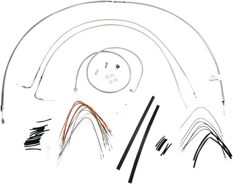 BURLY BRAND CABLE KIT 16" BRAIDED STAINLESS STEEL HANDLEBAR W/O ABS - 06100715 - Hogparts UK