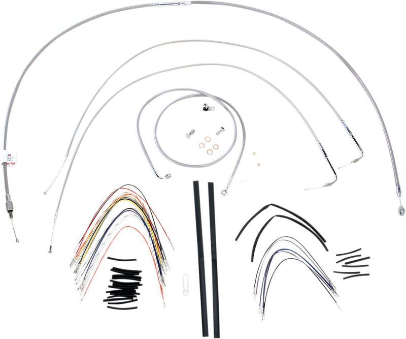 BURLY BRAND CABLE KIT 16" BRAIDED STAINLESS STEEL HANDLEBAR W/O ABS - 06100717 - Hogparts UK