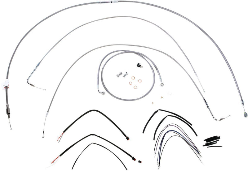 BURLY BRAND CABLE KIT 16" BRAIDED STAINLESS STEEL HANDLEBAR W/O ABS - 06100724 - Hogparts UK