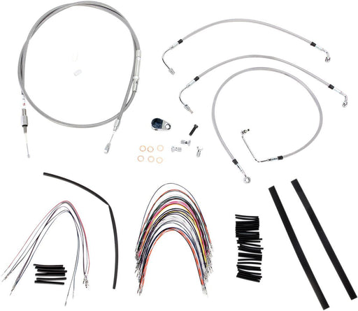 BURLY BRAND CABLE KIT 14" BRAIDED STAINLESS STEEL HANDLEBAR W/O ABS - 06100743 - Hogparts UK