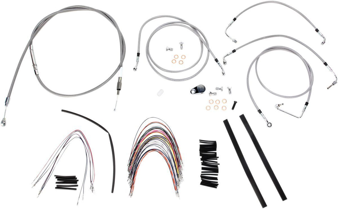 BURLY BRAND CABLE KIT 14" BRAIDED STAINLESS STEEL HANDLEBAR W/ABS - 06100746 - Hogparts UK