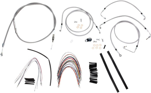 BURLY BRAND CABLE KIT 14" BRAIDED STAINLESS STEEL HANDLEBAR W/ABS - 06100746 - Hogparts UK