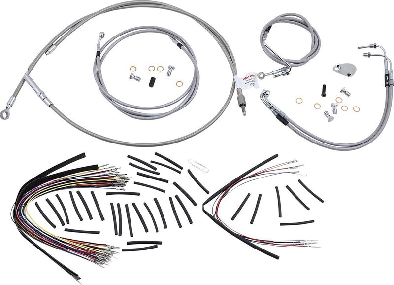Burly Brand Complete Stainless Braided Handlebar Cable/Brake Line Kit #B30-1096