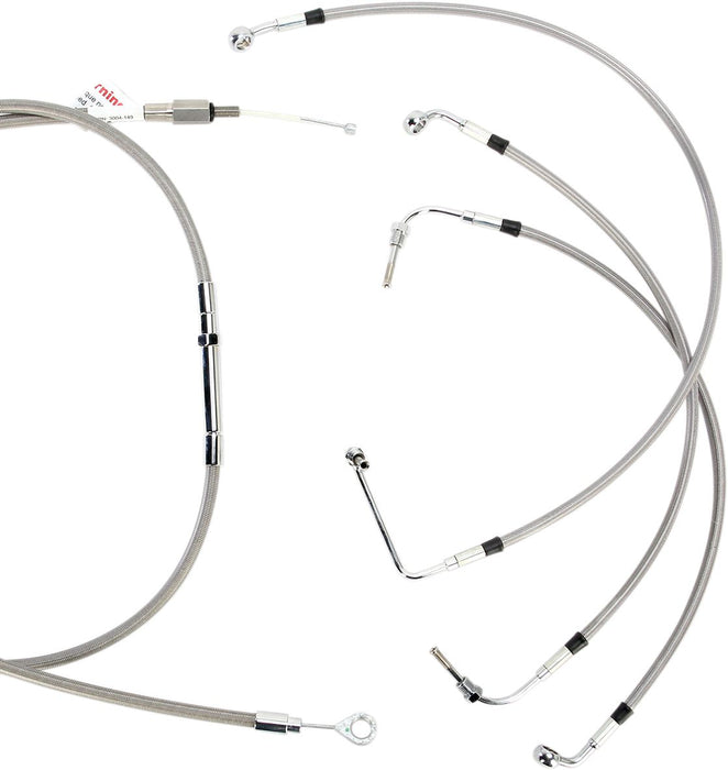 Burly Brand Complete Stainless Braided Handlebar Cable/Brake Line Kit #B30-1103