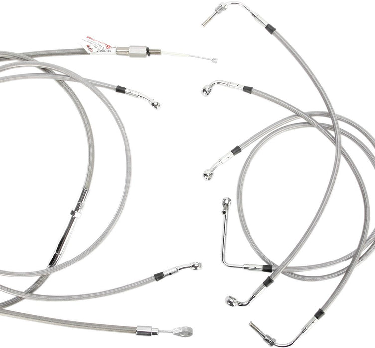 Burly Brand Complete Stainless Braided Handlebar Cable/Brake Line Kit #B30-1104