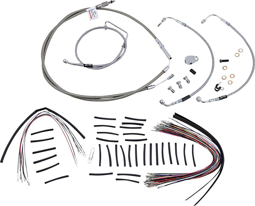 Burly Brand Complete Stainless Braided Handlebar Cable/Brake Line Kit #B30-1105