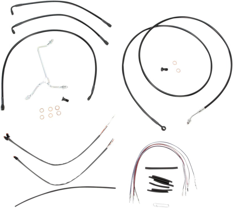 Burly Brand Complete Black Vinyl Handlebar Cable/Brake Line Kit for Ape Hanger Handlebars #B30-1114