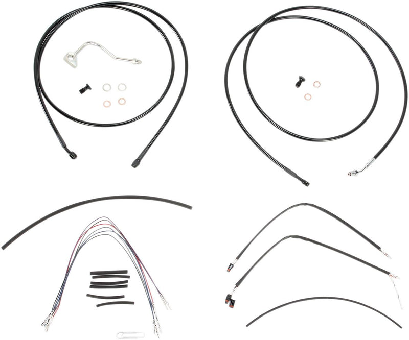 Burly Brand Complete Black Vinyl Handlebar Cable/Brake Line Kit for Ape Hanger Handlebars #B30-1116