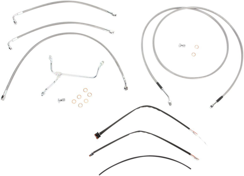 Burly Brand Complete Stainless Braided Handlebar Cable/Brake Line Kit #B30-1117