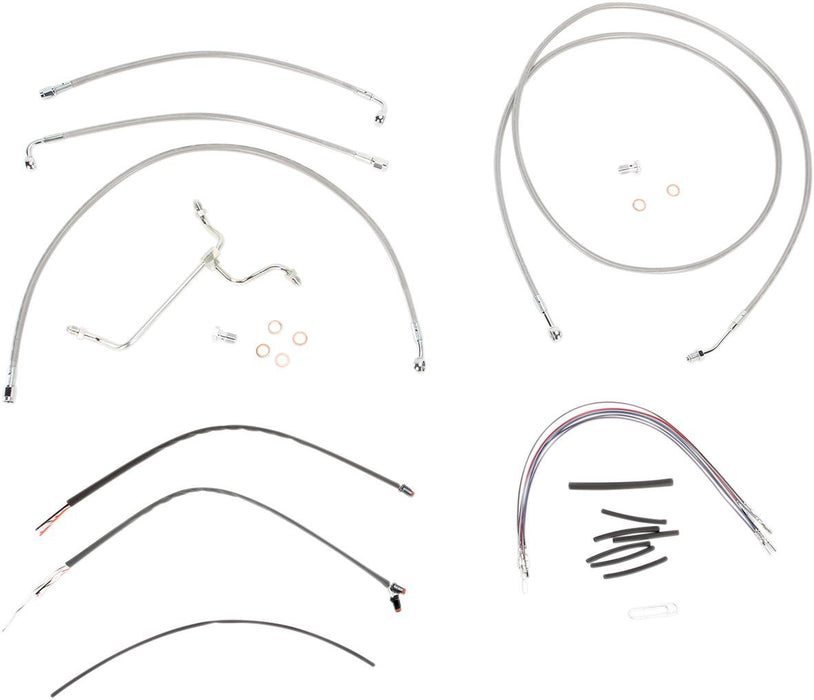 Burly Brand Complete Stainless Braided Handlebar Cable/Brake Line Kit #B30-1118